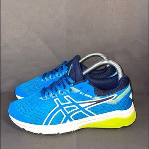 Asics Blue & Neon Green Kids Sneakers